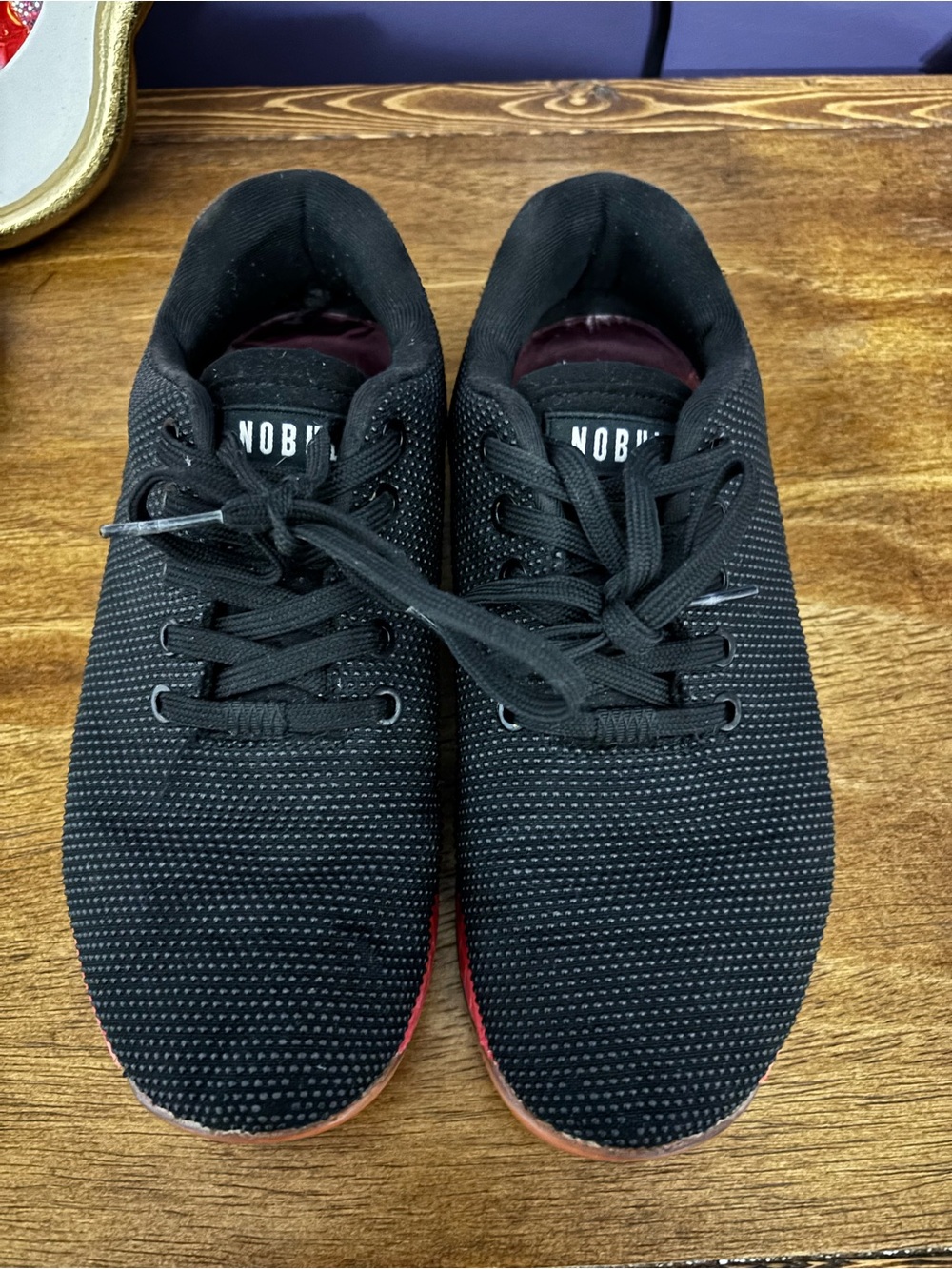 NOBULL Black Knit Training Shoes with Red Soles